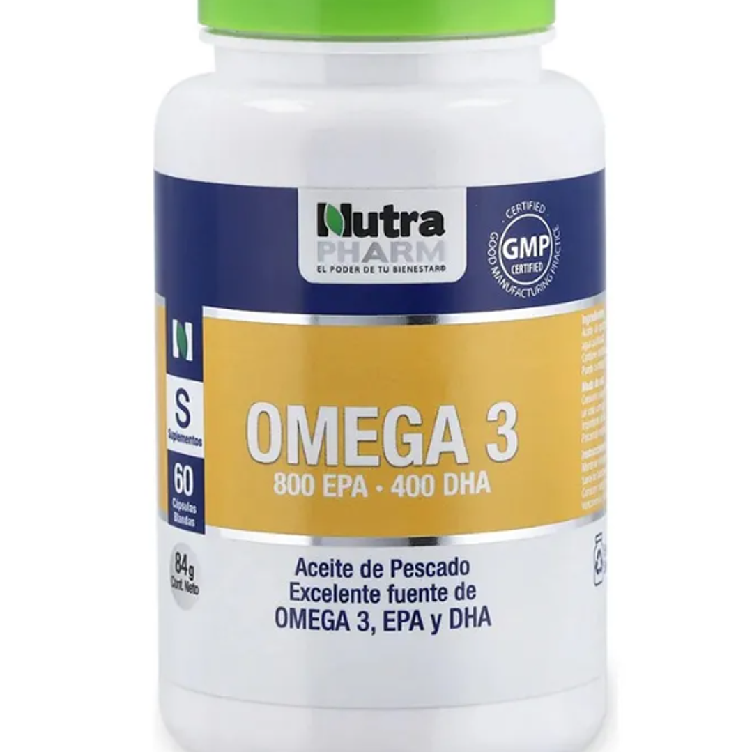 Omega 3  800 EPA 400 DHA 60 Cápsulas blandas. Nutra Pharm 1
