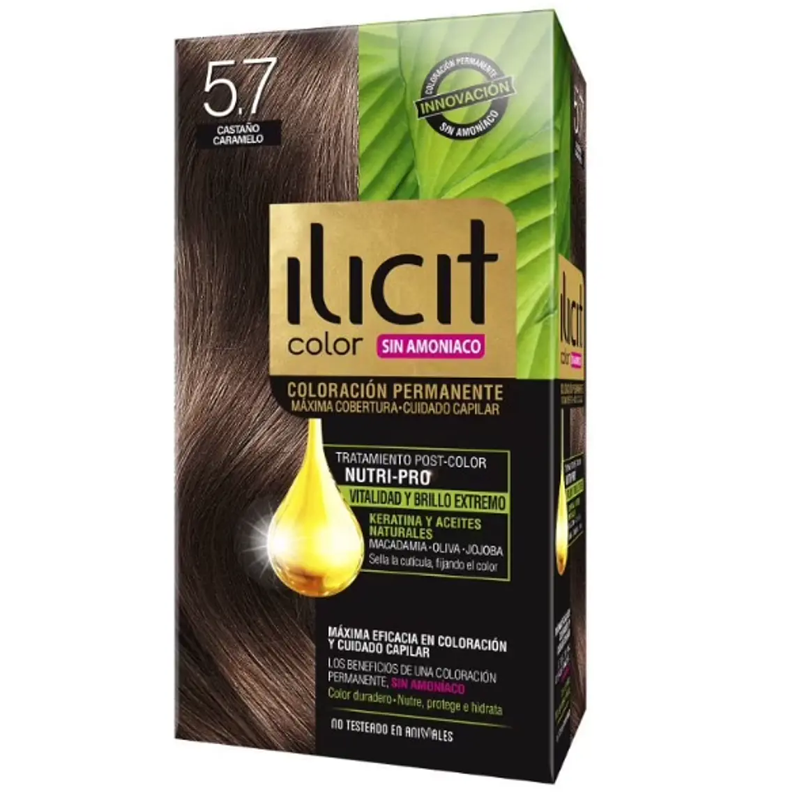 Tinte para el cabello Ilicit sin amoníaco 5.7 Castaño caramelo. 1
