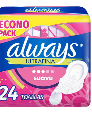 Always Toalla Ultrafina Suave diurna Flujo moderado 24 Unidades.