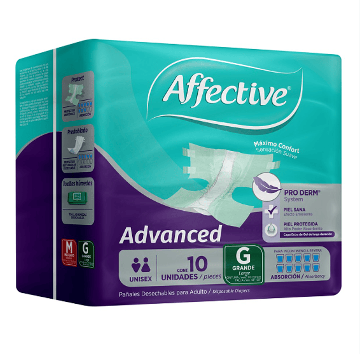 Affective Advanced pañal adulto G 10 Unidades. 1