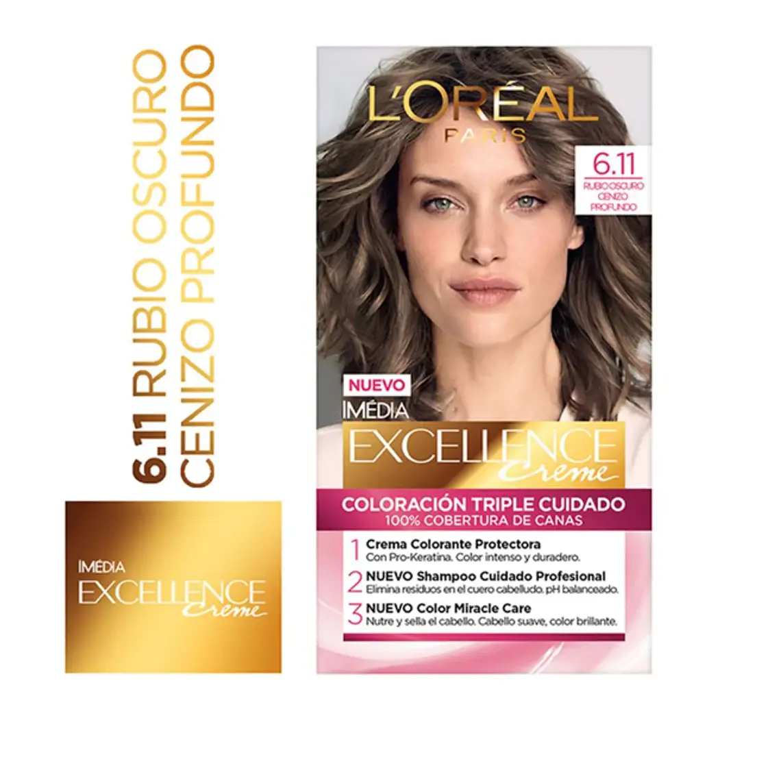 Coloración Excellence Creme 6.11 Rubio oscuro cenizo profundo. L'oréal 1