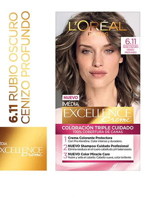 Coloración Excellence Creme 6.11 Rubio oscuro cenizo profundo. L'oréal