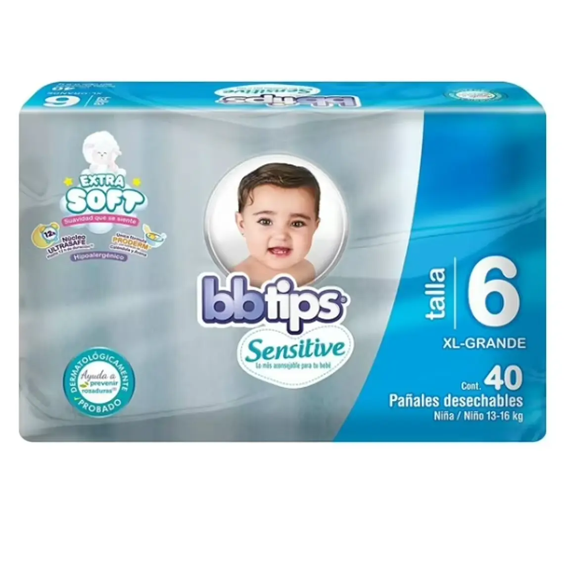 Pañal BBtips Sensitive XXG 40 Unidades. Talla 6 1