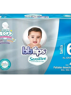 Pañal BBtips Sensitive XXG 40 Unidades. Talla 6