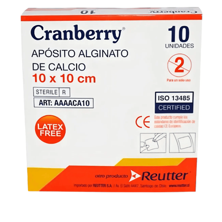 Apósito Alginato de calcio 10 X 10 Cranberry 10 Unidades. Reutter 1