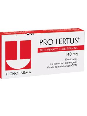 Pro-Lertus Diclofenaco Colestiramina 140 mg 10 Cápsulas.