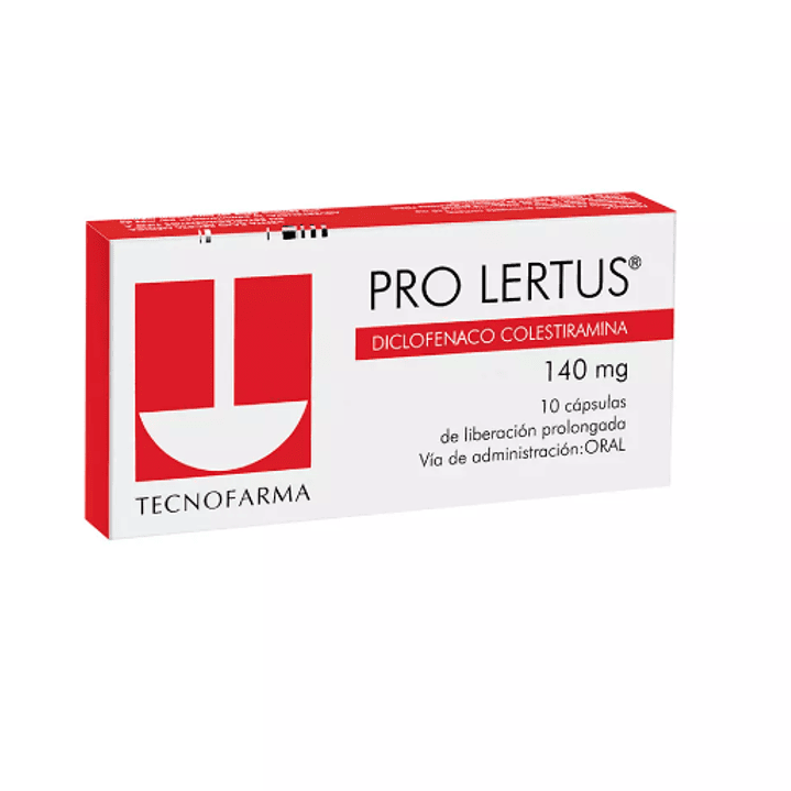 Pro-Lertus Diclofenaco Colestiramina 140 mg 10 Cápsulas. 1
