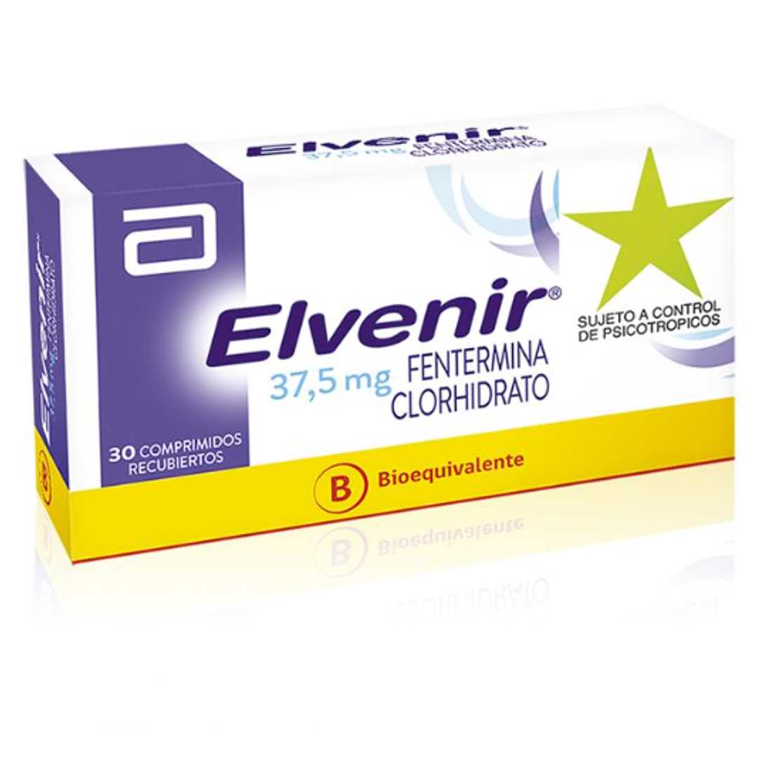 Elvenir (B) Fentermina 37,5 mg 30 Comprimidos recubiertos. Medicamento controlado, venta presencial 1