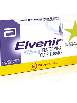 Elvenir (B) Fentermina 37,5 mg 30 Comprimidos recubiertos. Medicamento controlado, venta presencial