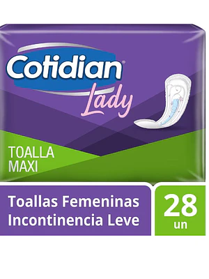 Cotidian Lady Toallas femeninas Maxi 28 Unidades.
