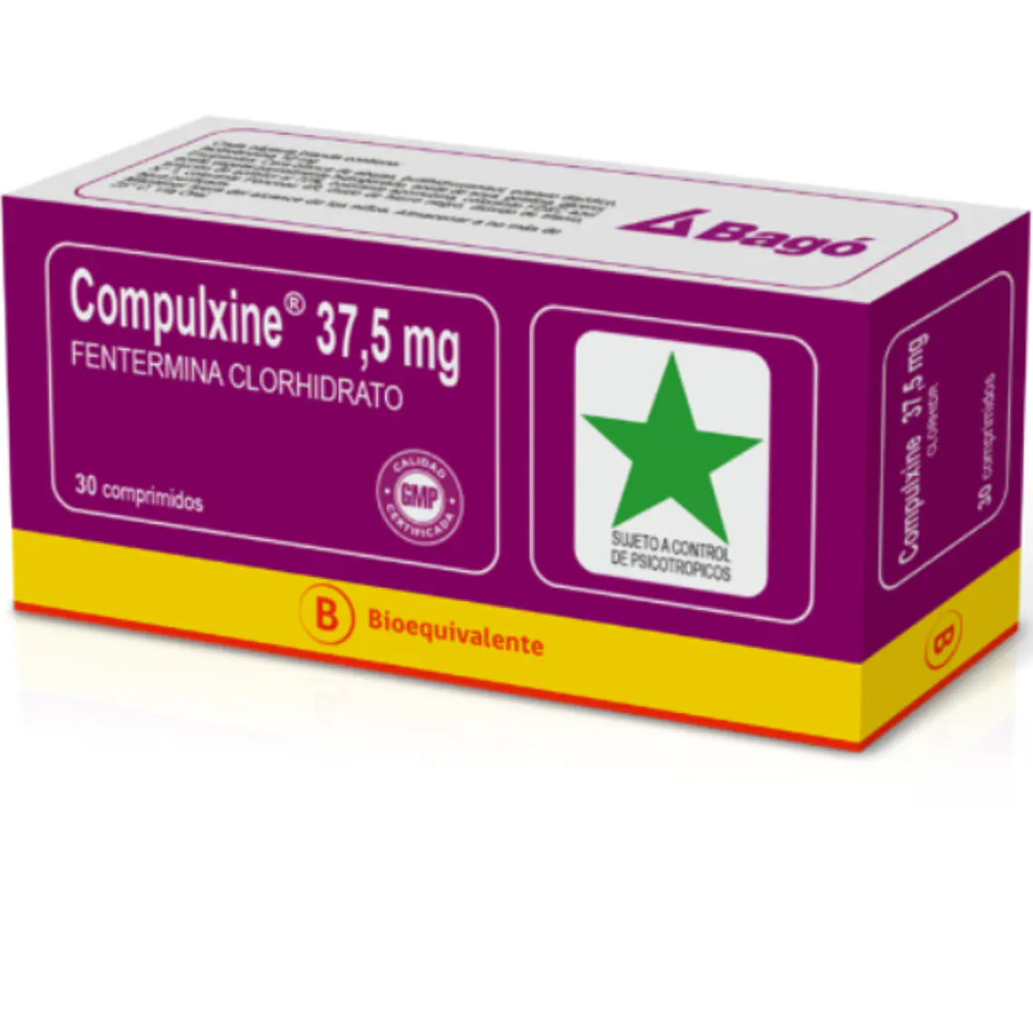 Compulxine (B) Fentermina  37,5 mg 30 Comprimidos. Medicamento controlado, venta presencial. 1