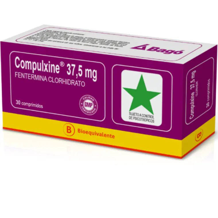 Compulxine (B) Fentermina  37,5 mg 30 Comprimidos. Medicamento controlado, venta presencial. 1