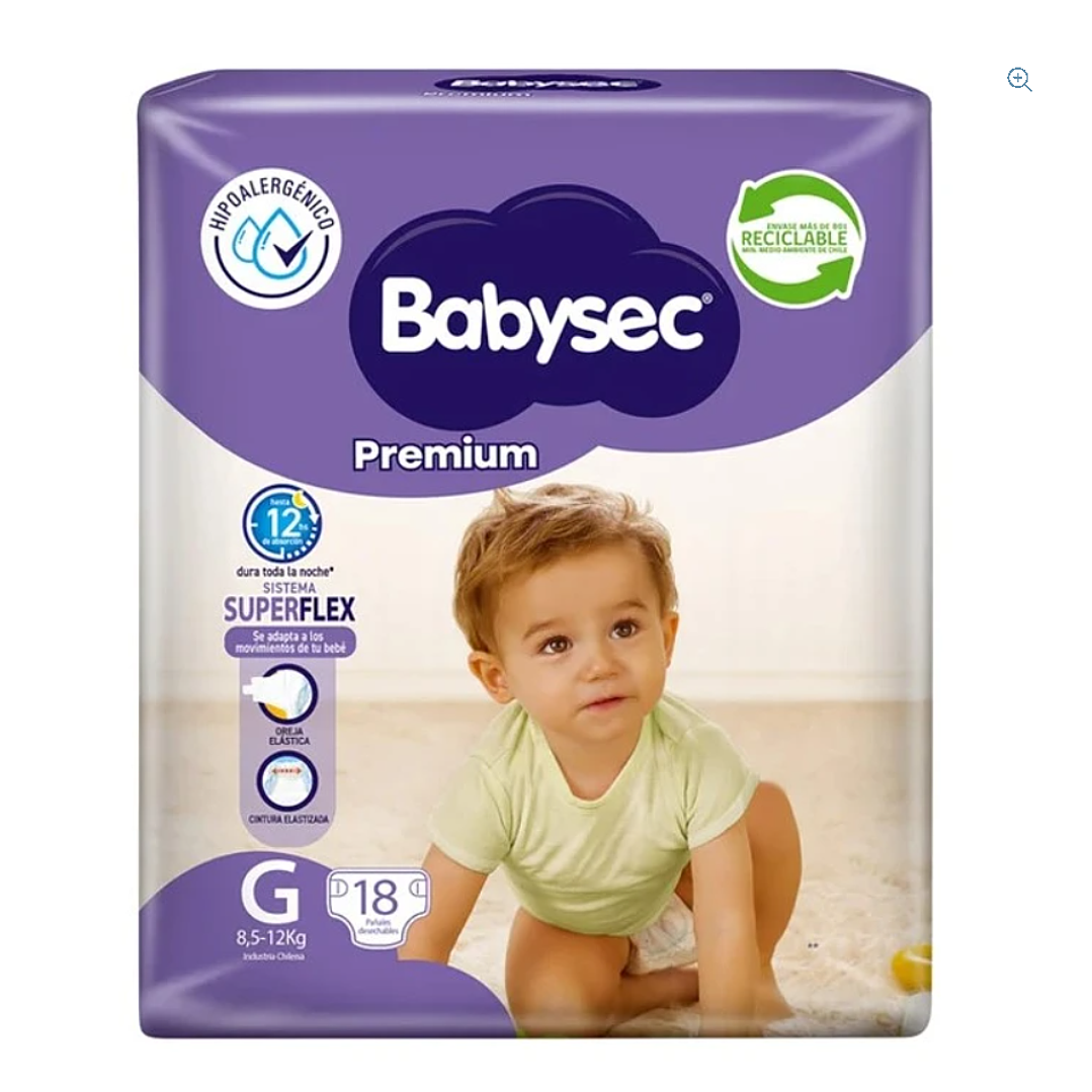 Pañal Babysec Premium G 18 Unidades. 1