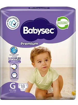 Pañal Babysec Premium G 18 Unidades.