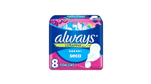Always Toalla Ultrafina seca  con alas 8 Unidades.