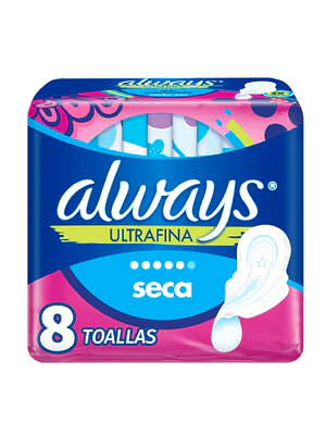 Always Toalla Ultrafina seca  con alas 8 Unidades.