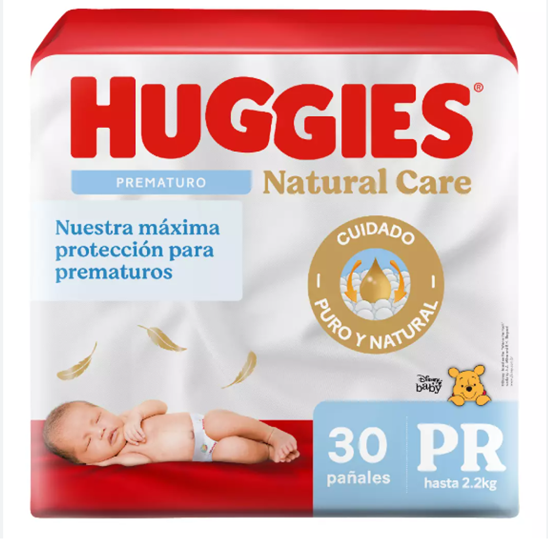 Pañal Huggies Natural Care Prematuro 30 Unidades. 1