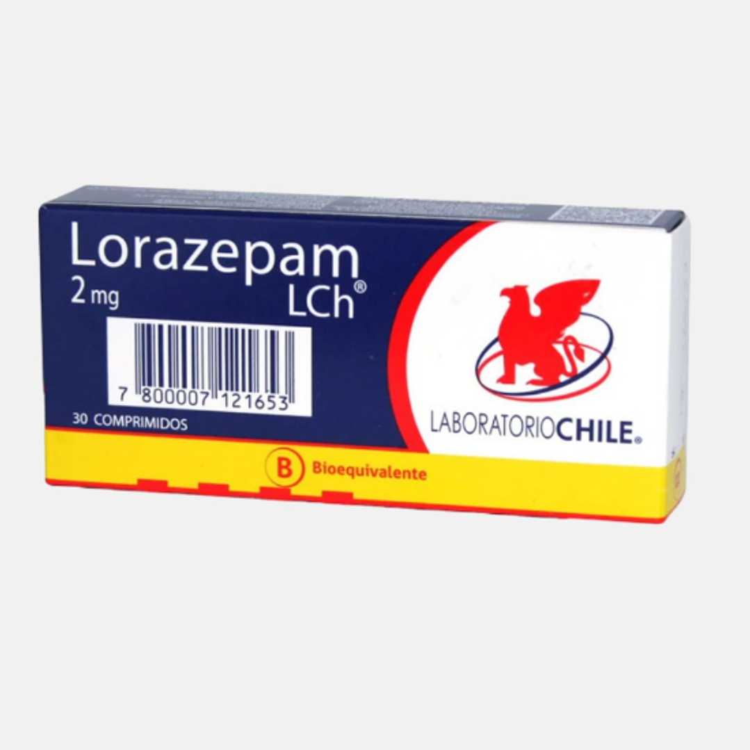 Lorazepam (B) 2 mg 30 Comprimidos. Medicamento controlado, venta presencial. 1