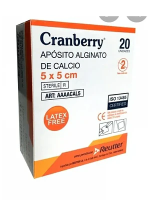 Apósito Alginato de calcio 5x5 Cranberry 20 Unidades. Reutter