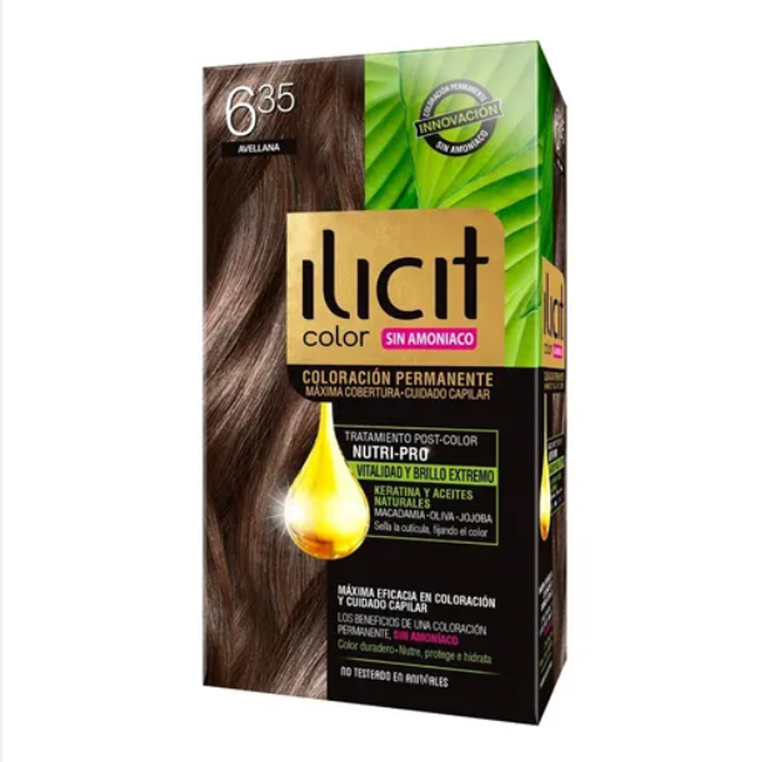 Tinte para el cabello Ilicit sin amoníaco 6.35 Avellana. 1