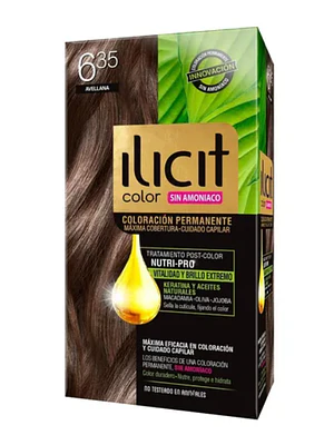 Tinte para el cabello Ilicit sin amoníaco 6.35 Avellana.