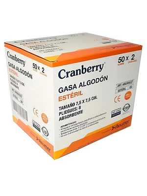 Gasa algodón esteril 7,5 x 7,5 cm Carnberry 50 sobres 2 Unidades.Reutter