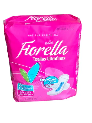 Fiorella Toallas Ultrafinas Tela seca con alas 8 Unidades.