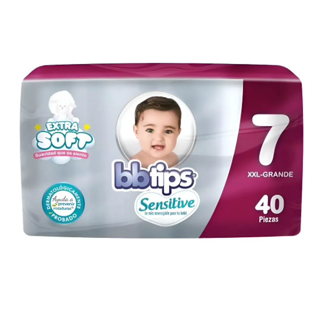 Pañal BBtips Sensitive XXL 40 Unidades. Talla 7 1