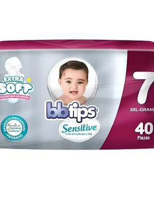 Pañal BBtips Sensitive XXL 40 Unidades. Talla 7