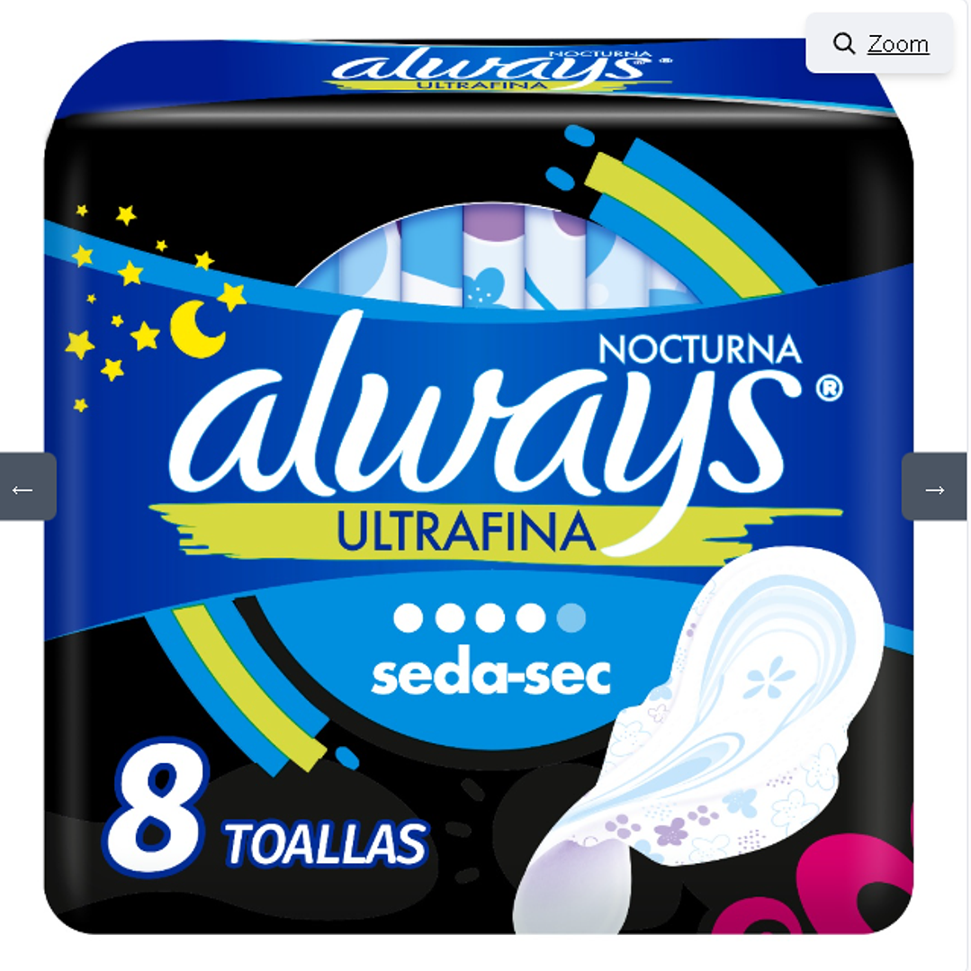 Always Toalla Ultrafina Nocturan con alas 8 Unidades. 1