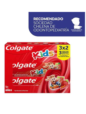 Crema dental Colgate Gel kids frutilla Pack 3 Unidades.