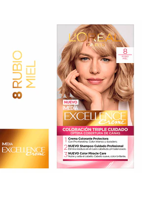 Coloración Excellence Creme 8 Rubio miel.