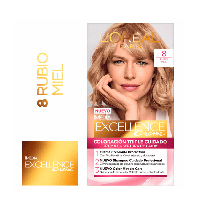 Coloración Excellence Creme 8 Rubio miel. 1