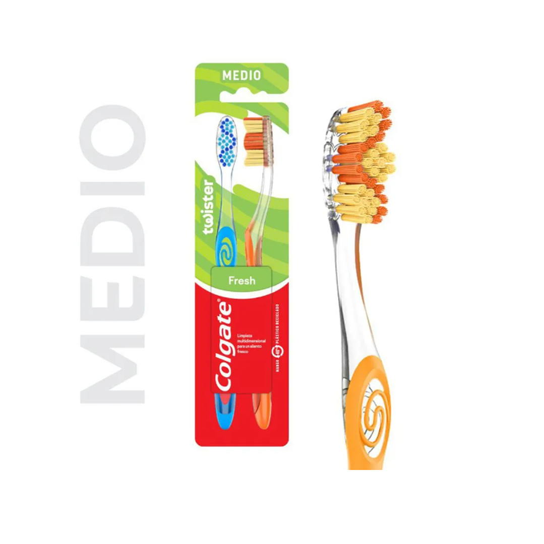 Cepillo dental Colgate Twister Fresh Medium 2 Unidades. 1