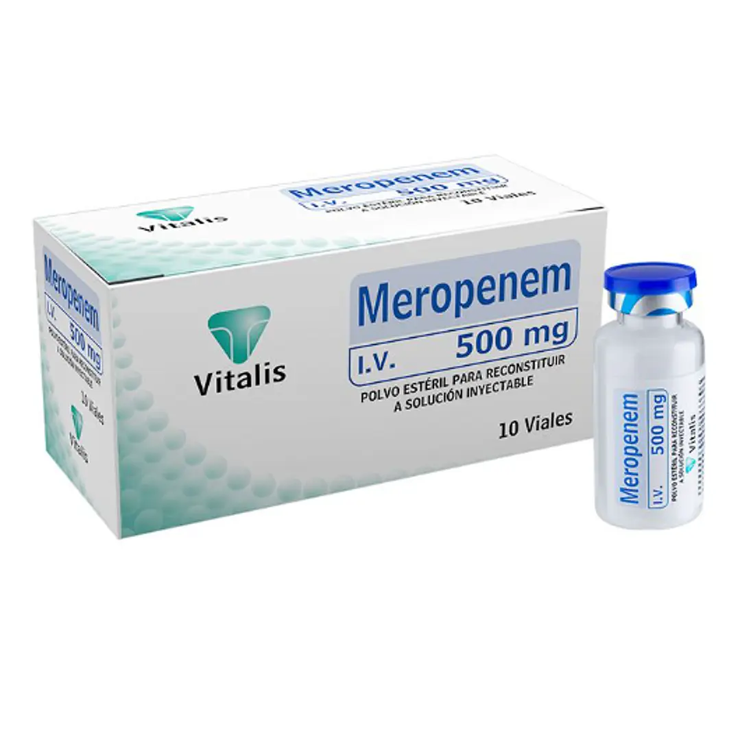 Meropenem 500 mg Polvo para solución inyectable 10 Viales. Vitalis 1