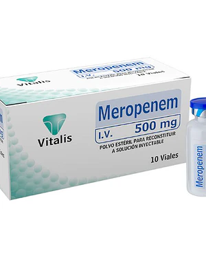 Meropenem 500 mg Polvo para solución inyectable 10 Viales. Vitalis