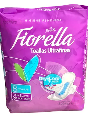 Fiorella Toallas Ultrafinas Día tela suave con alas 8 Unidades.