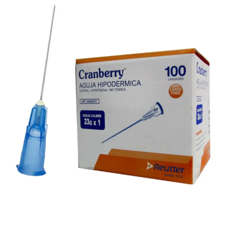 Aguja hipodérmica 23 G x 1 Cranberry 100 Unidades. Reutter 1