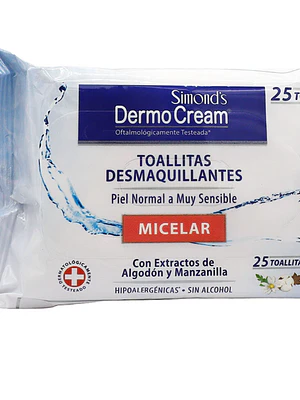 DermoCream Toallitas desmaquillantes Micelar 25 Unidades. Simond's