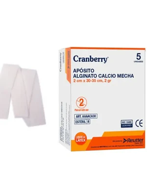 Apósito Alginato de calcio Mecha 2 cm x 30-35 cm 5 Unidades Cranberry. Reutter