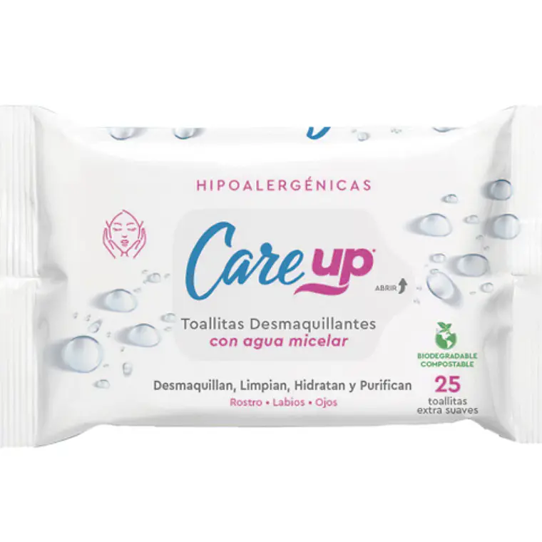 Toallitas desmaquillantes Care UP Micelar 25 Unidades. 1