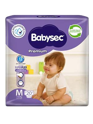 Pañal Babysec Premium M 20 Unidades.