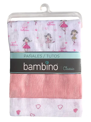 Bambino Pañal clásico rosado Pack 3 Unidades.