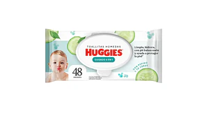 Toallitas húmedas Huggies Cuidado 4 en 1 con tapa 48 Unidades.