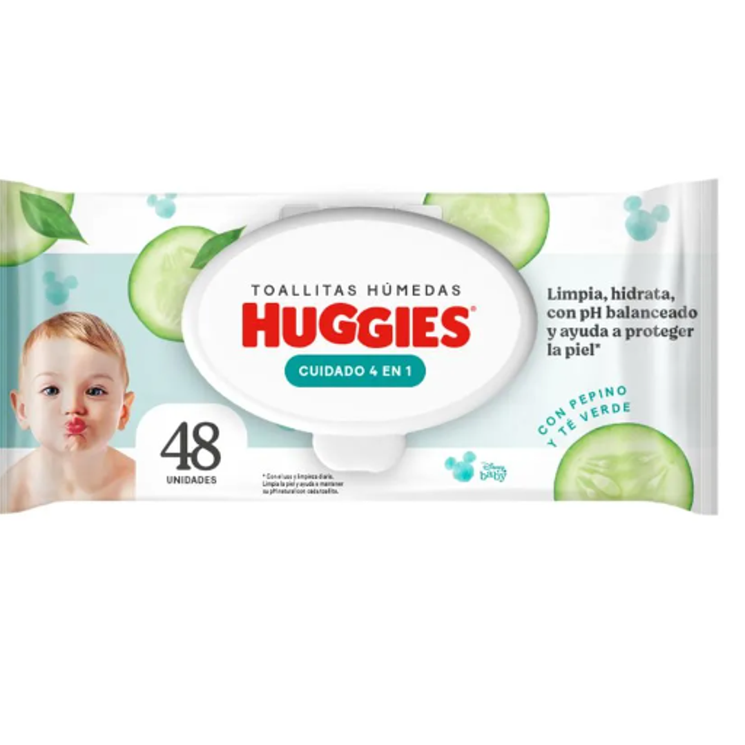 Toallitas húmedas Huggies Cuidado 4 en 1 con tapa 48 Unidades. 1