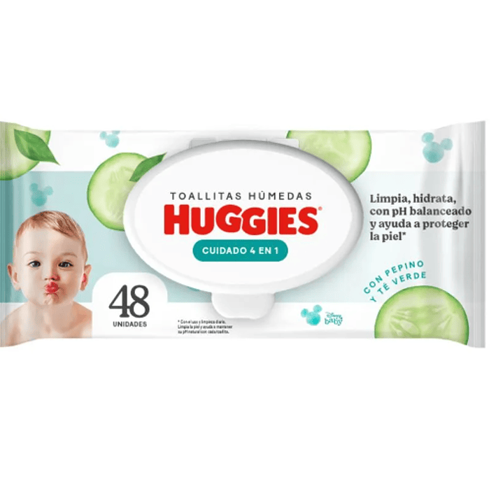 Toallitas húmedas Huggies Cuidado 4 en 1 con tapa 48 Unidades. 1