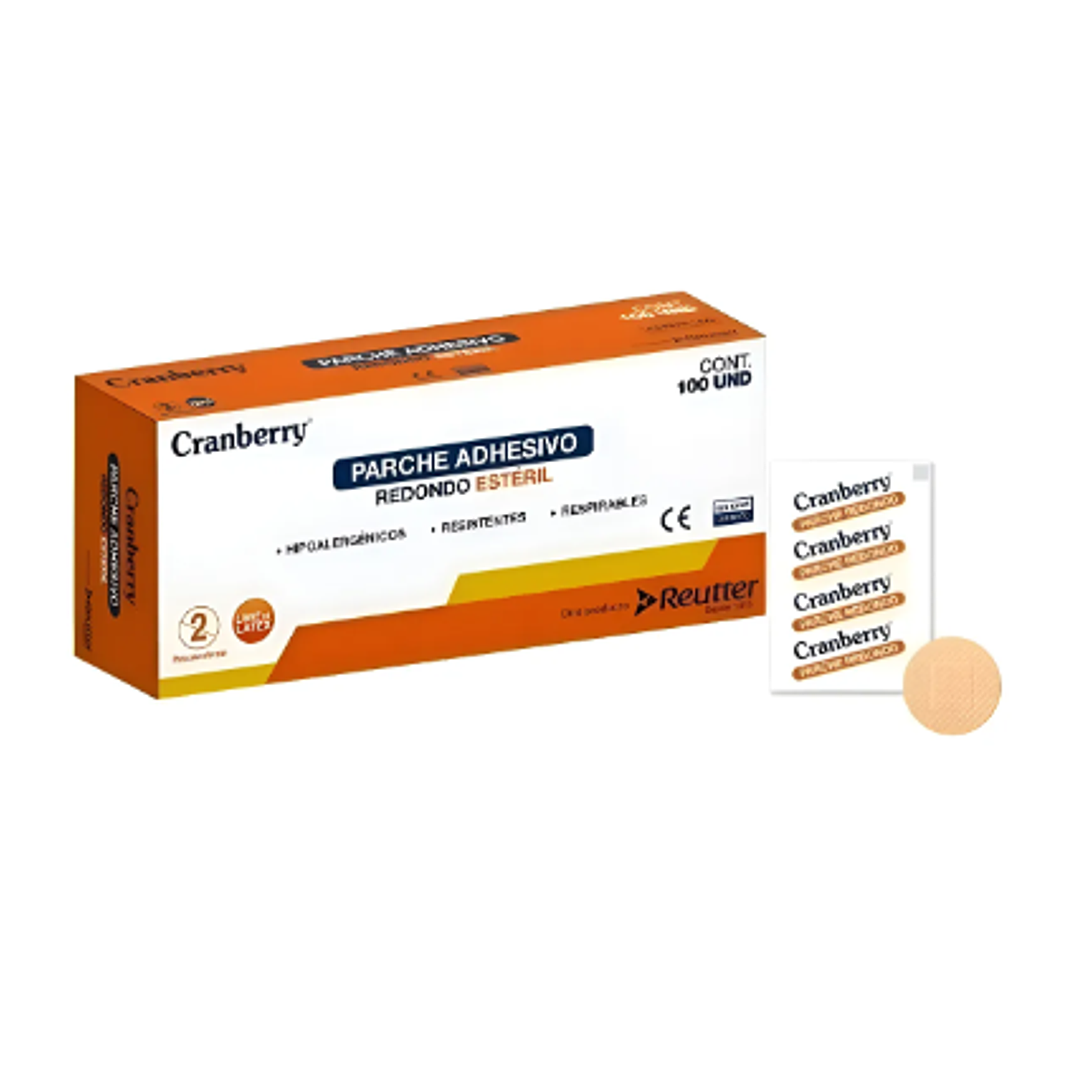 Parche adhesivo redondo esteril Cranberry 100 Unidades. Reutter 1