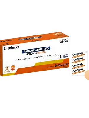 Parche adhesivo redondo esteril Cranberry 100 Unidades. Reutter