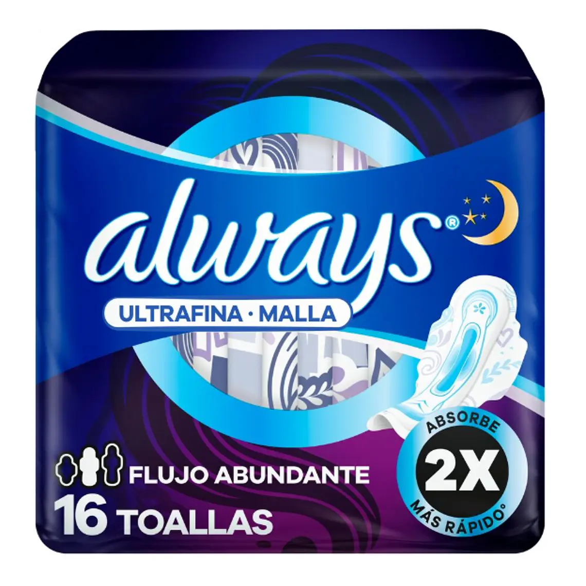 Always Toalla Ultrafina nocturna malla Flujo abundante 16 Unidades. 1