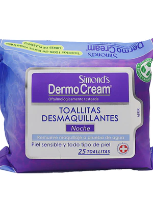 Dermo Cream Toallitas desmaquillantes 25 Unidades. Simond's
